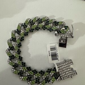 Invicta Green and Silver Chain Bracelet